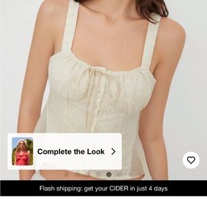 Cider Cream Eyelet Tie-Front Crop Tank